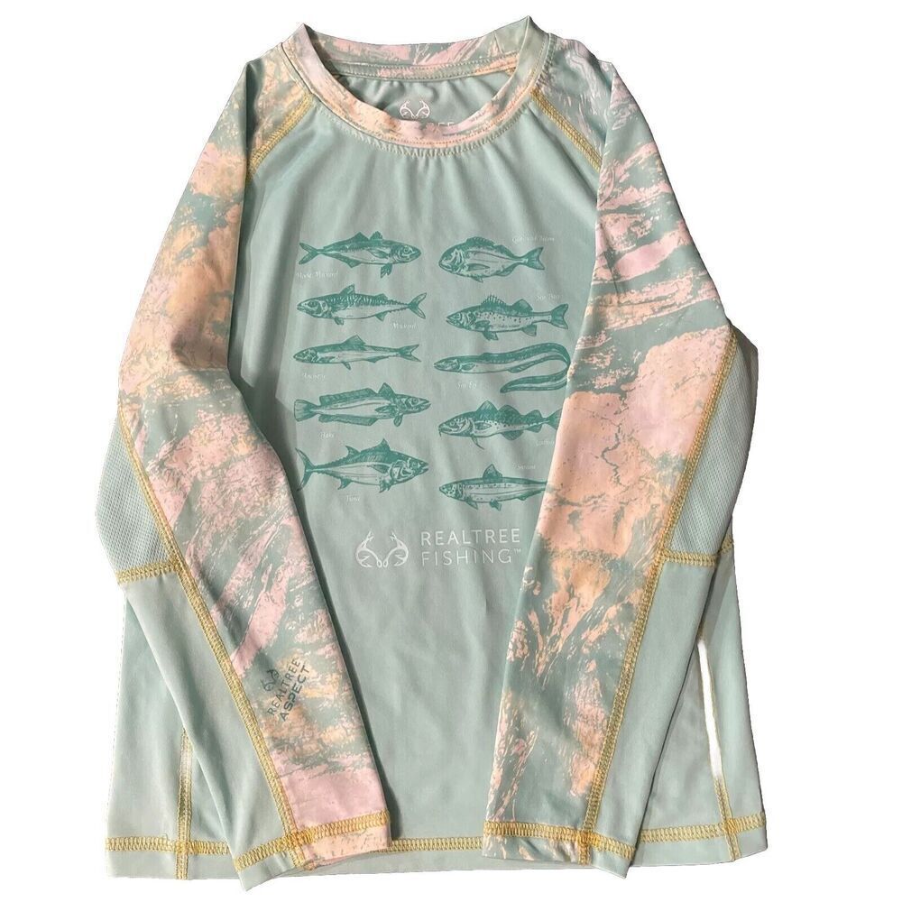 Real tree Brand Girls size small long sleeve fishing Polyblend shirt